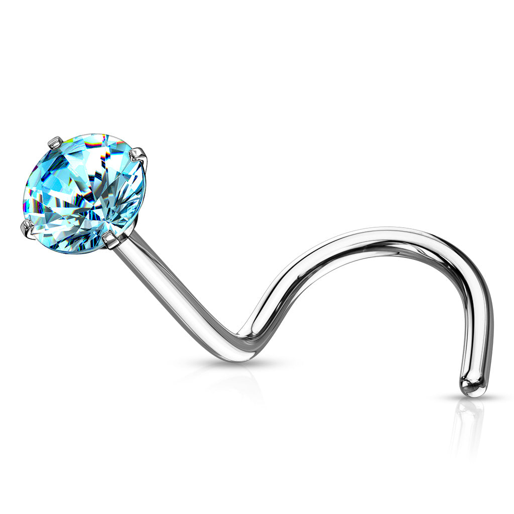 Prong Set Round Surgical Steel Nose Screw Rings